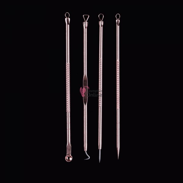 Instrument pentru tratamente cosmetice - CIS036, set 4 bucati Bronz + Suport